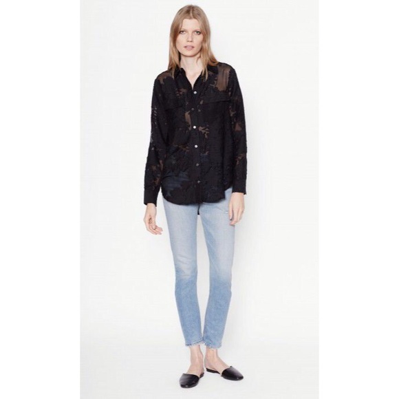 Equipment Tops - Equipment SIGNATURE SILK SHIRT TRUE BLACK BURNOUT